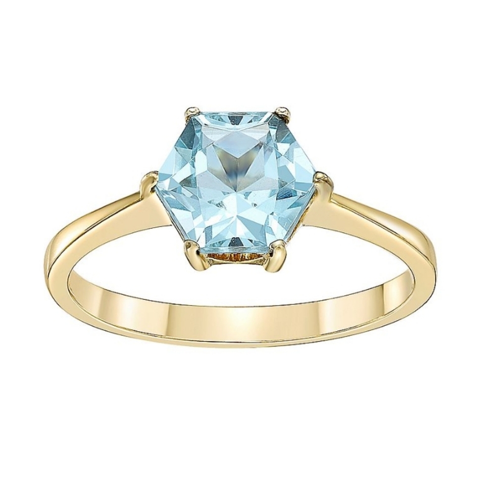 14k Gold over silver, Blue Topaz ring